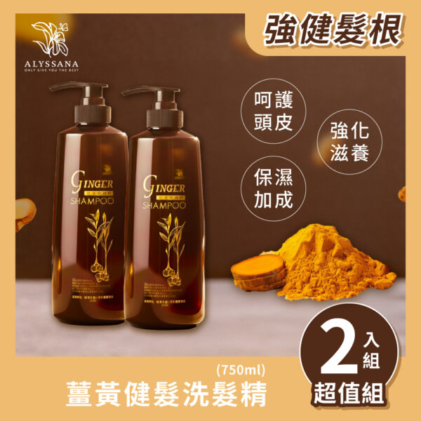 【超值組合】ALYSSANA 薑黃健髮洗髮精750ml (x2瓶組)